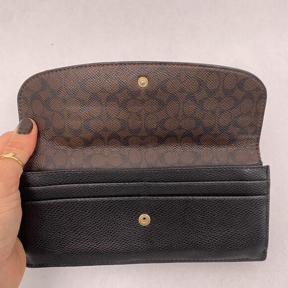 Coach Black Leather Slim Envelope Wallet - Picture 4 of 5